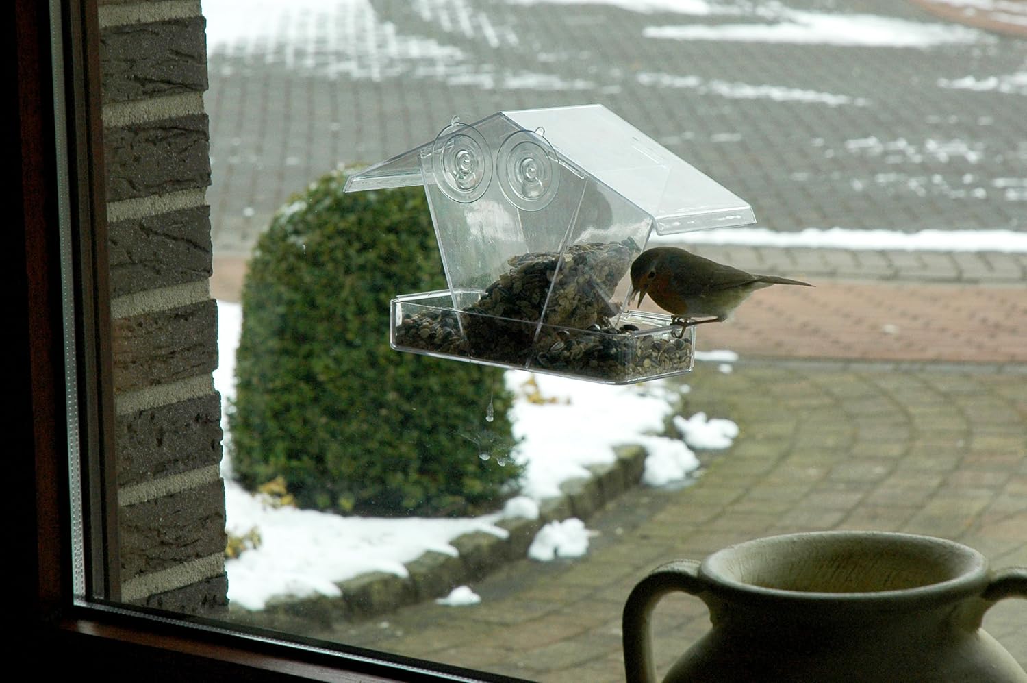 Dobar Fenster Vogelfutterhaus Futterstation Wildvogelfutterspender Futtersäule