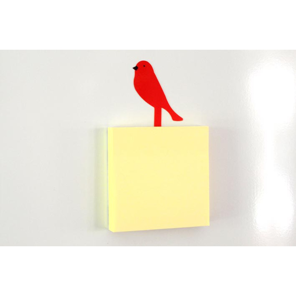 Notitieblok met zelfklevend 100 vel en vogel Kleur: rood