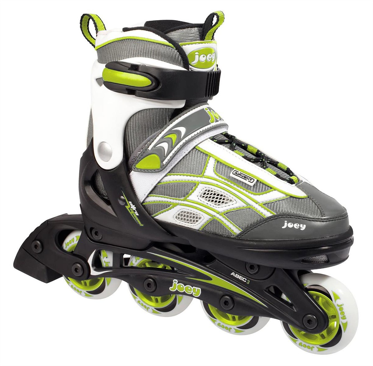 Inlineskates, Rollerskates, Graue Schuhe, Neon gelb Akzente, Verstellbare Schnallen