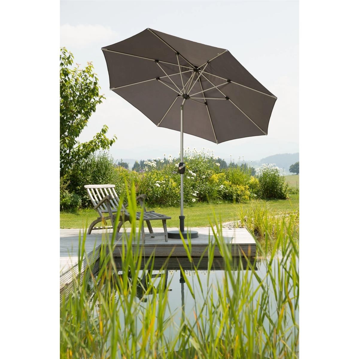 Sonnenschirm, Unterstand, Garten, Schirm, Holzdeck