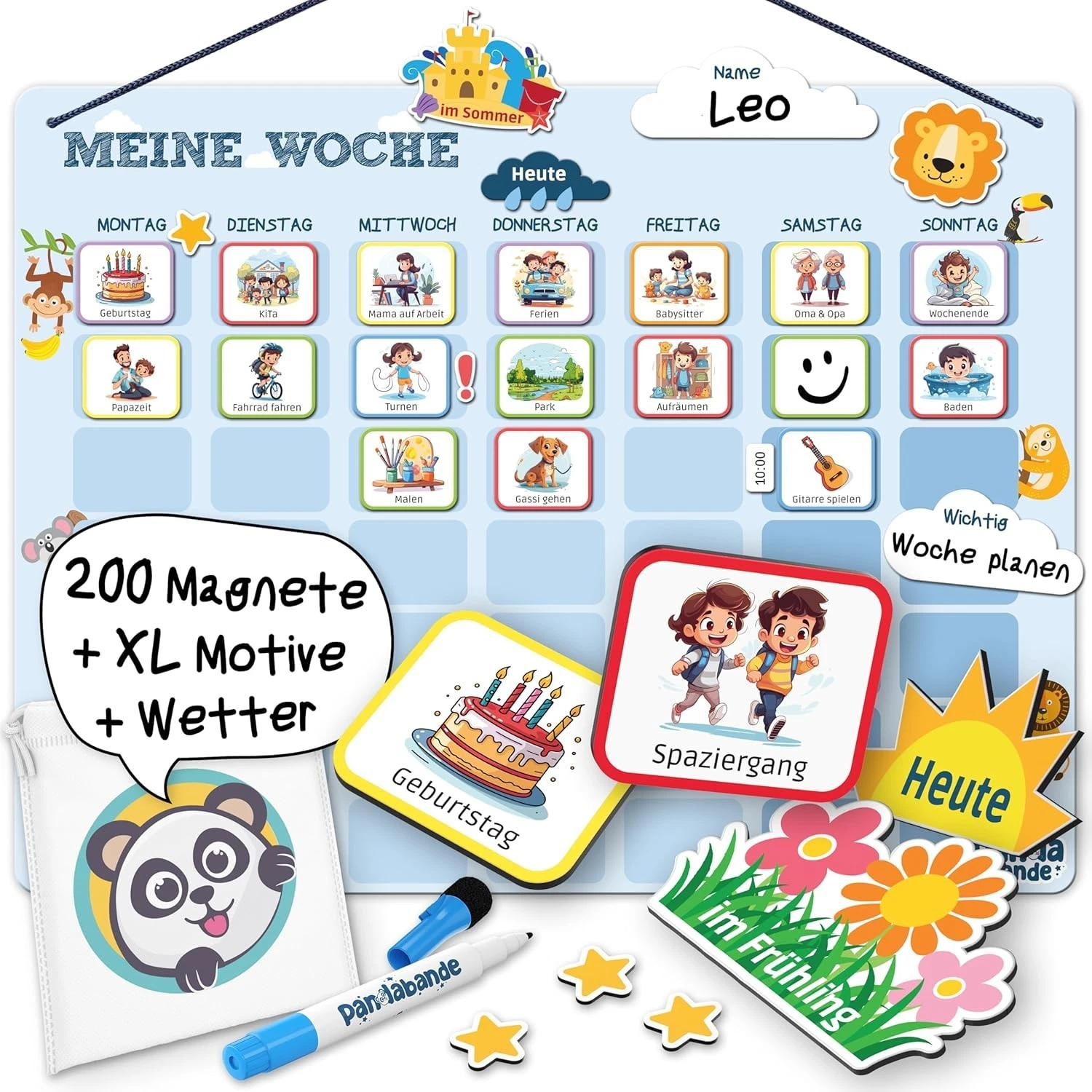 Woche, Kinderplaner, Magnetboard, Spaziergang, Geburtstag