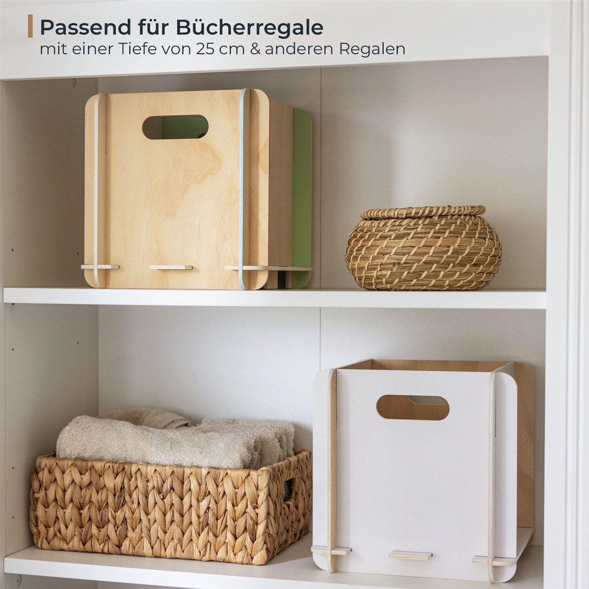 HMF Aufbewahrungsbox Holz 25x25x25 cm für Regale