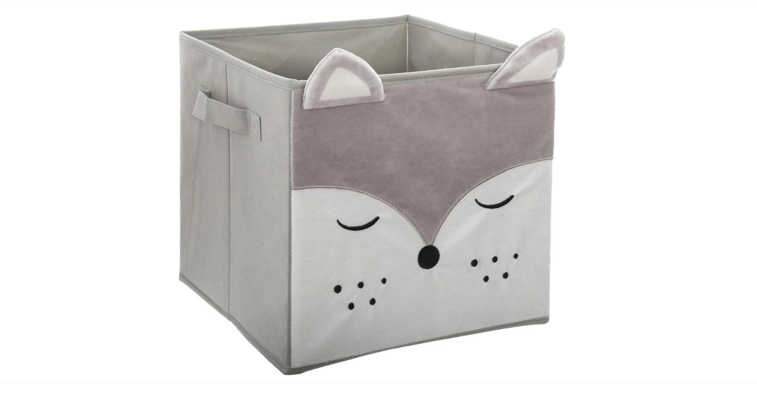 Kinder-Aufbewahrungsbox "Fuchs" - Samt - grau