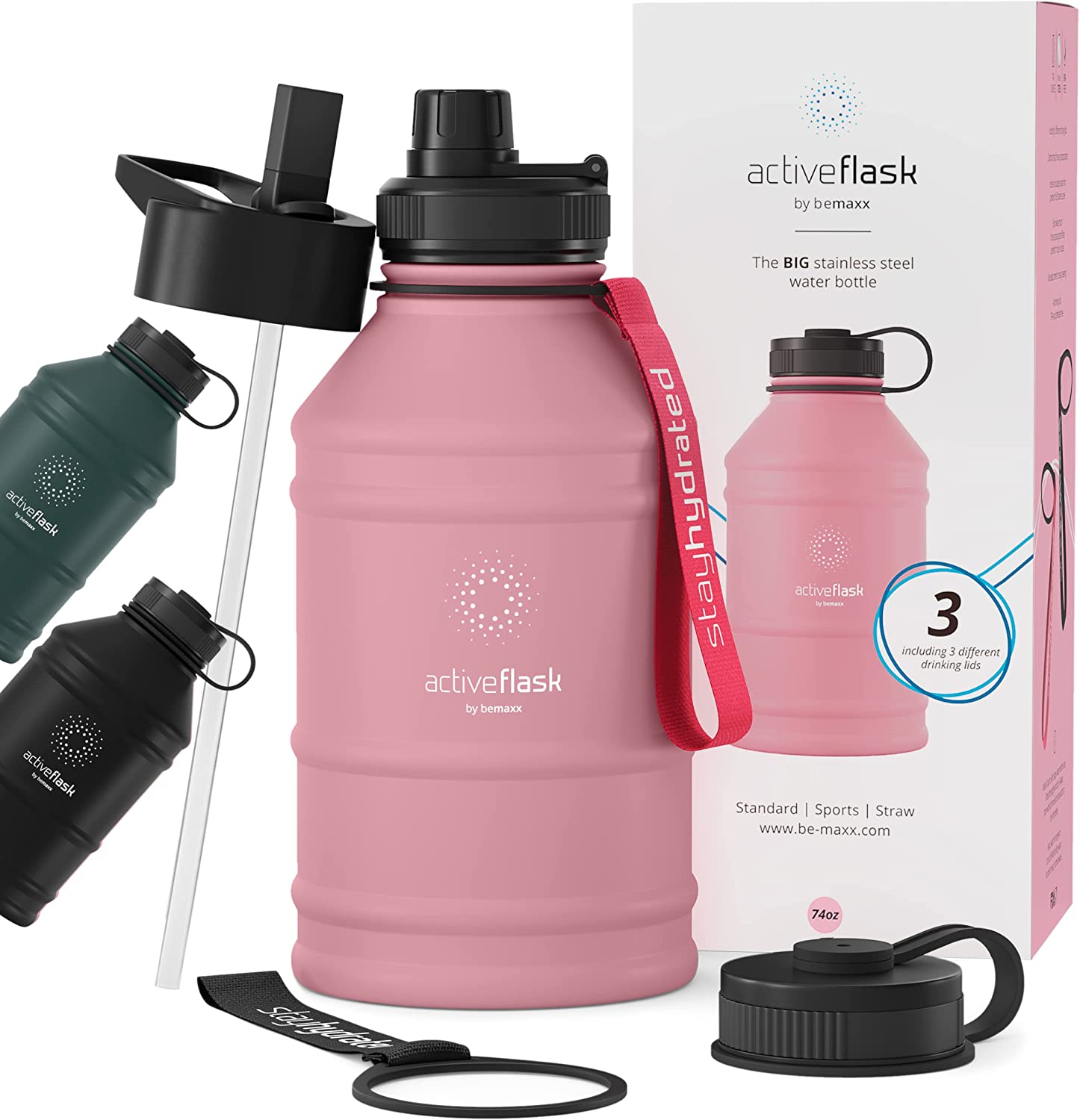 BeMaxx Trinkflasche Edelstahl ACTIVE FLASK BIG 1,3L rosa
