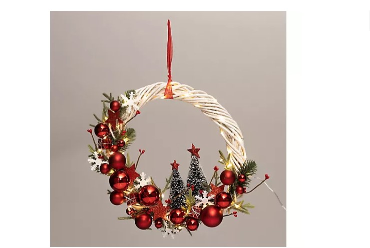 LUMIDA Xmas LED-Türkranz inkl. Weihnachtsdeko Wandkranz beleuchtet Weihnachten