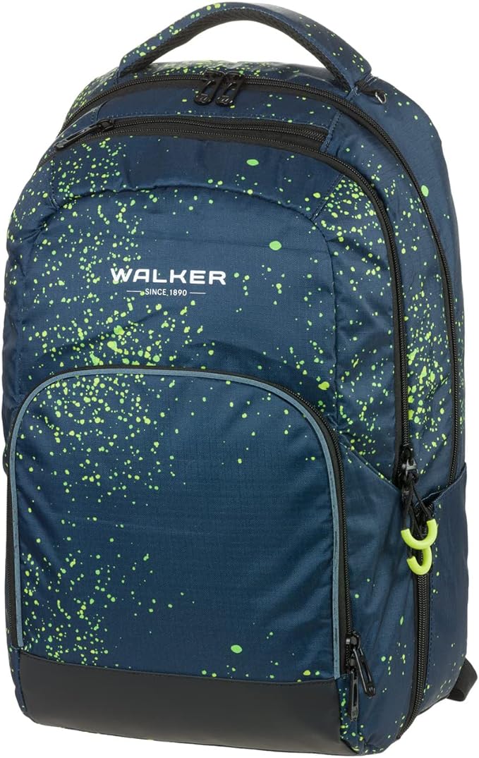 Walker 42128373 Schulrucksack College 2.0 Neon Splash mit 3 Fächern und Zipptasche Schultasche Rucksack