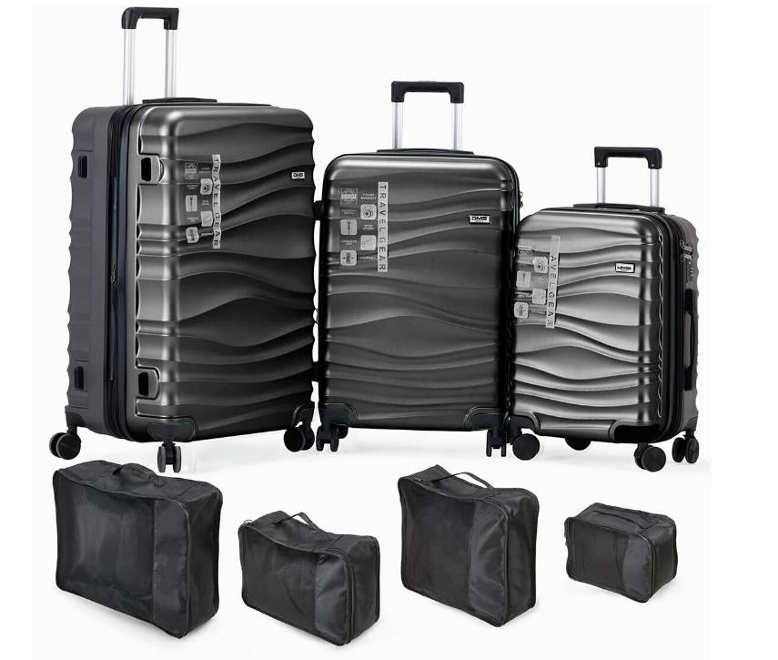 DMS 7tlg Hartschalenkofferset Koffer Reisekoffer Trolley ABS-Hartschale grau