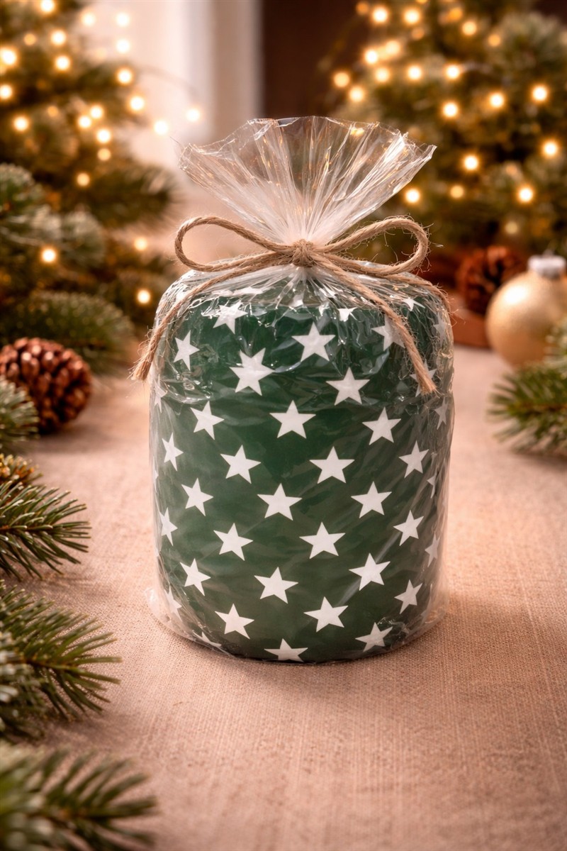 Kerze, Grün, Sterne, Weihnachten, Geschenkverpackung