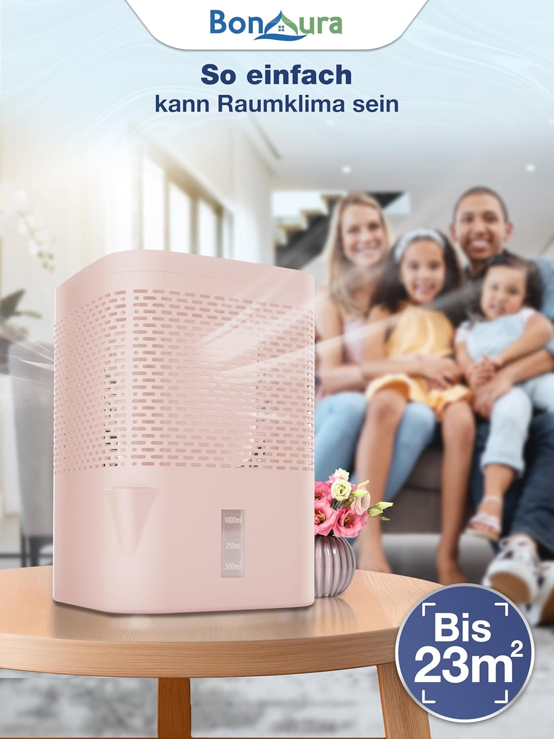 Raumluftbefeuchter, Luftbefeuchter, Keramikpink, Mesh-Design, Wohnzimmer