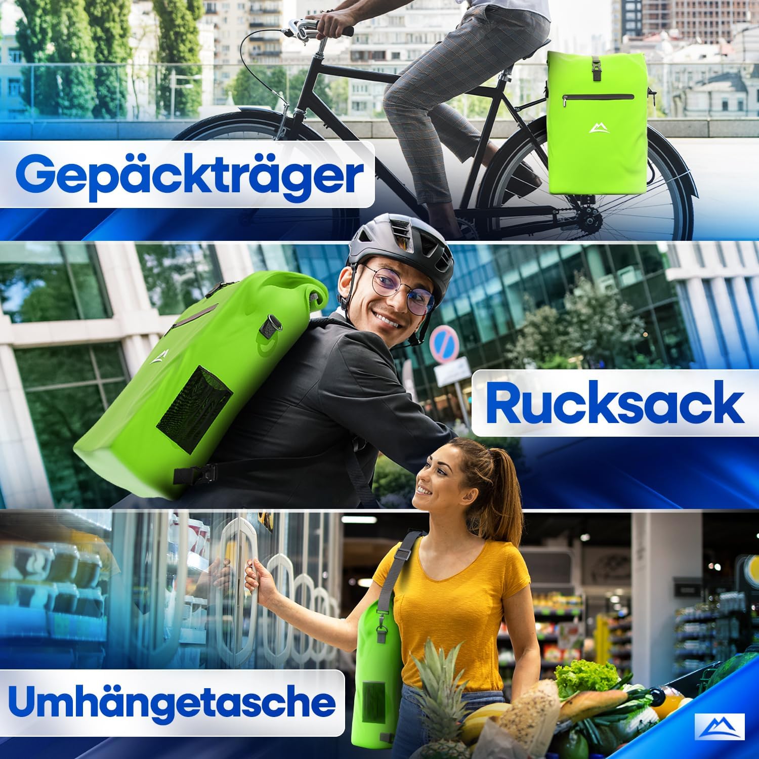 Nextcover NEU 3in1 Fahrradtasche für Gepäckträger PVC frei - Gepäckträgertasche Fahrradtasche Rucksack und Umhängetasche 25L Fahrrad Tasche wasserdicht Fahrradtaschen Gepäckträger