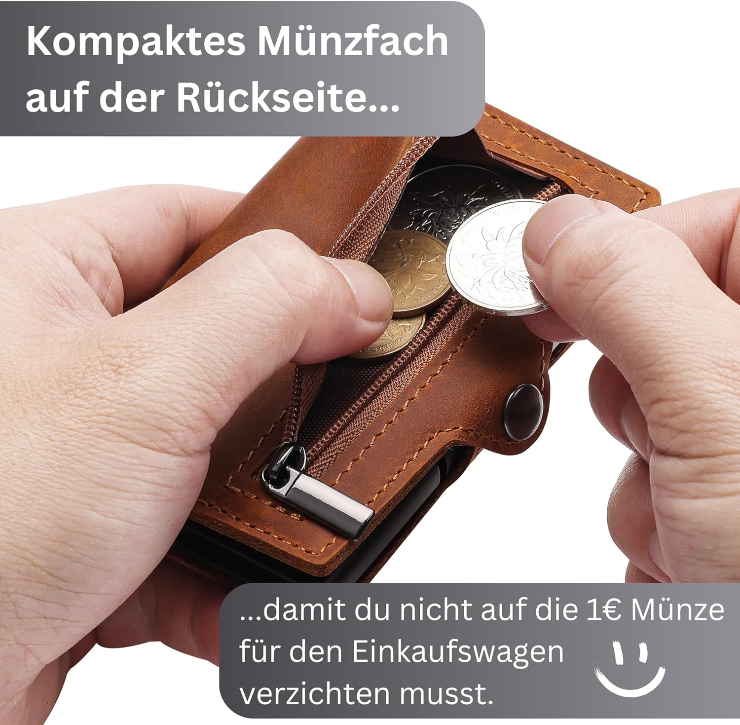 Wolkenstein Slim Wallet mit Münzfach Portmonee Kartenetui Geldbörse braun