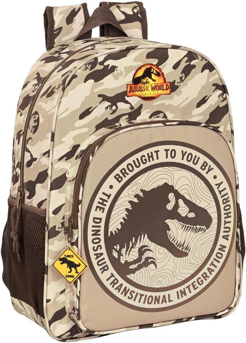 Rucksack, Camouflage, Dinosaurier-Logo, Rucksack Fronttasche, Seitentaschen