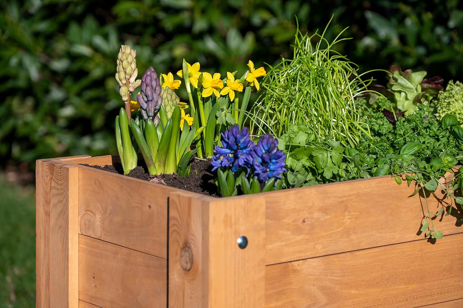 dobar Hochbeet Urban mit Ablagefläche Erhöhtes Gemüsebeet Salatbeet aus Massiv-Holz Pflanzkasten für Balkon/Garten/Terrasse 80 x 40 x 78 cm Braun
