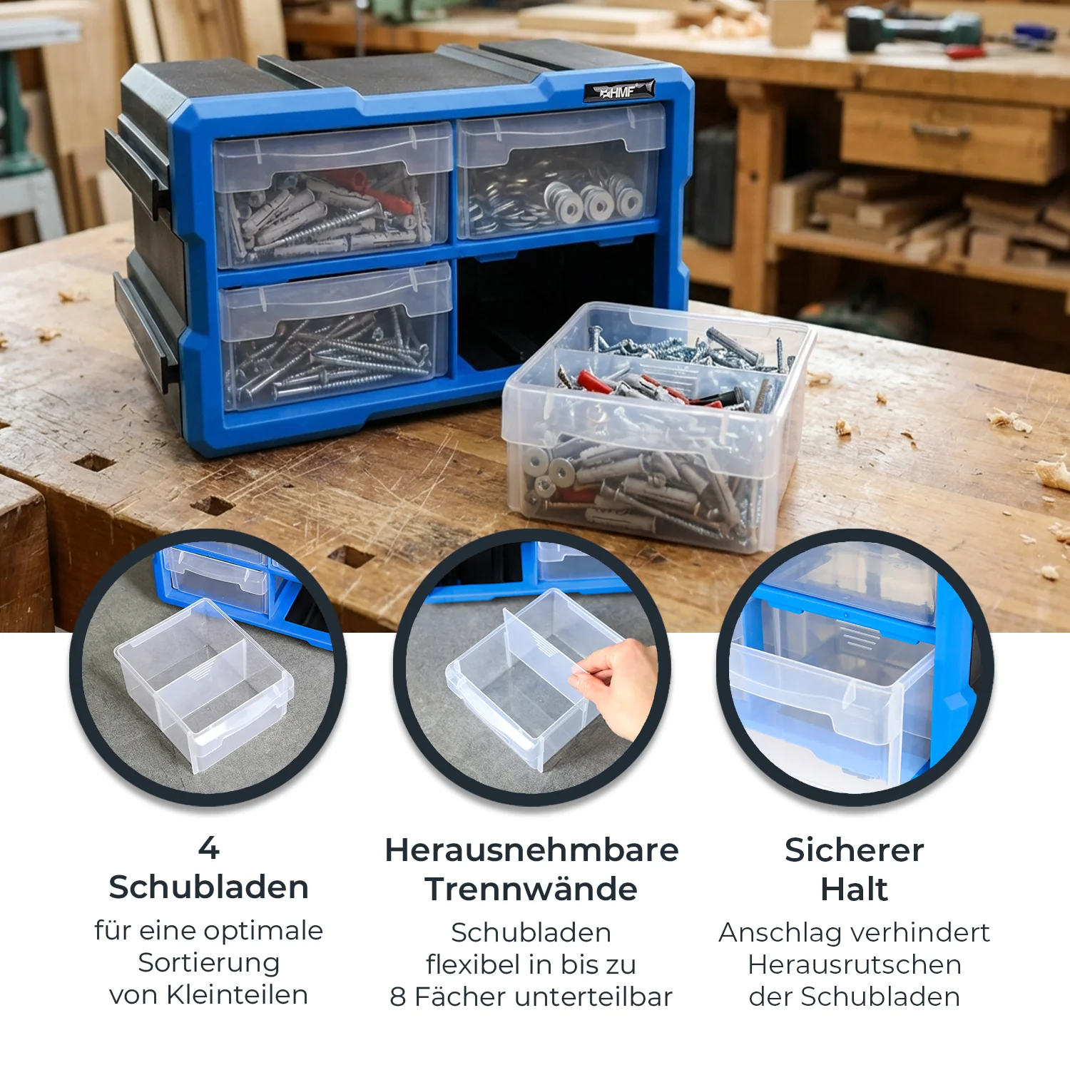 Werkzeugkasten, Schubkasten, Schrauben, Nutzleisten, Koffer
