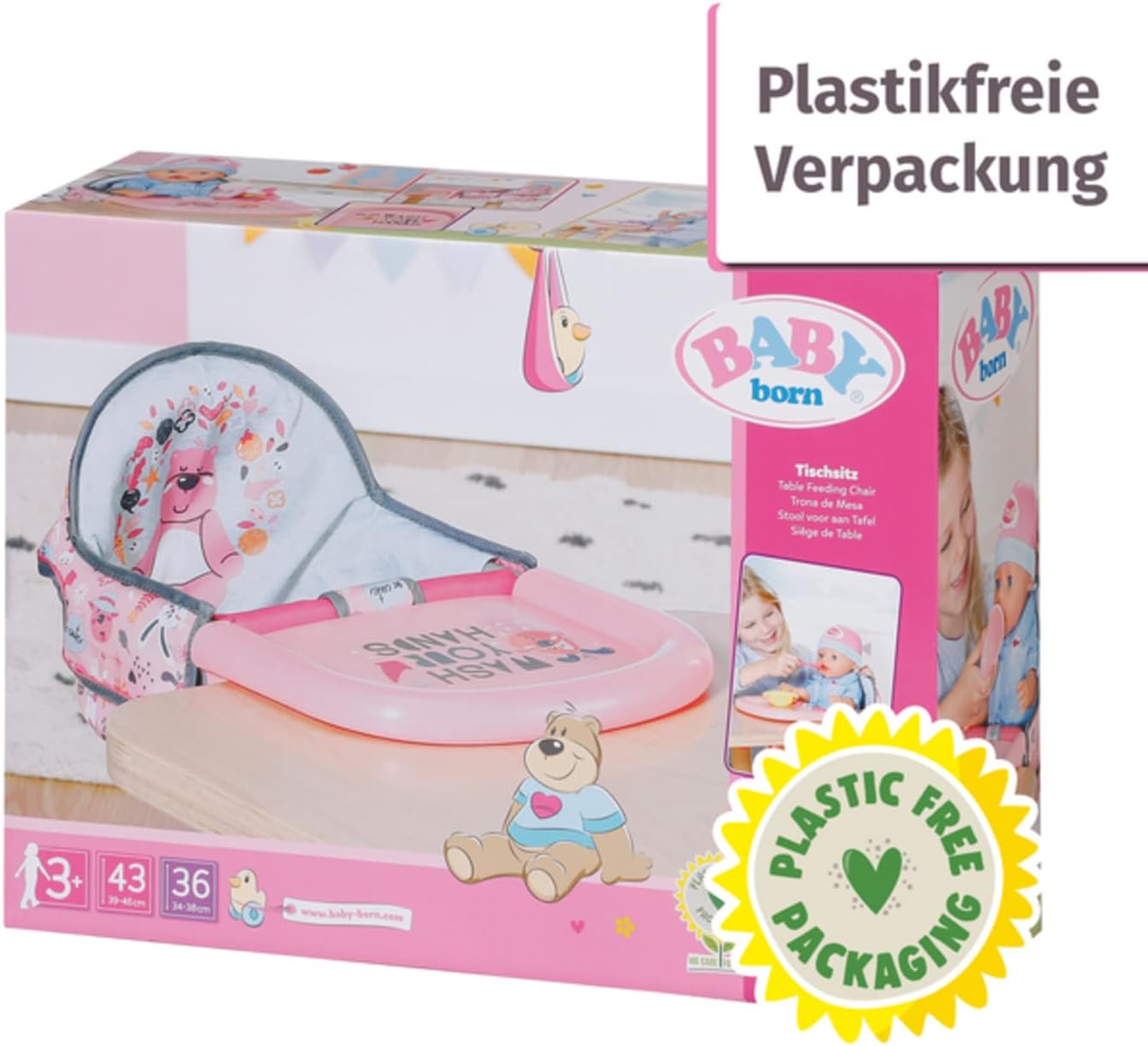 Zapf Creation 832417 BABY born Tischsitz für Puppen Puppenzubehör Puppenstuhl zum Aufstecken Puppenessenstuhl Puppenmöbel