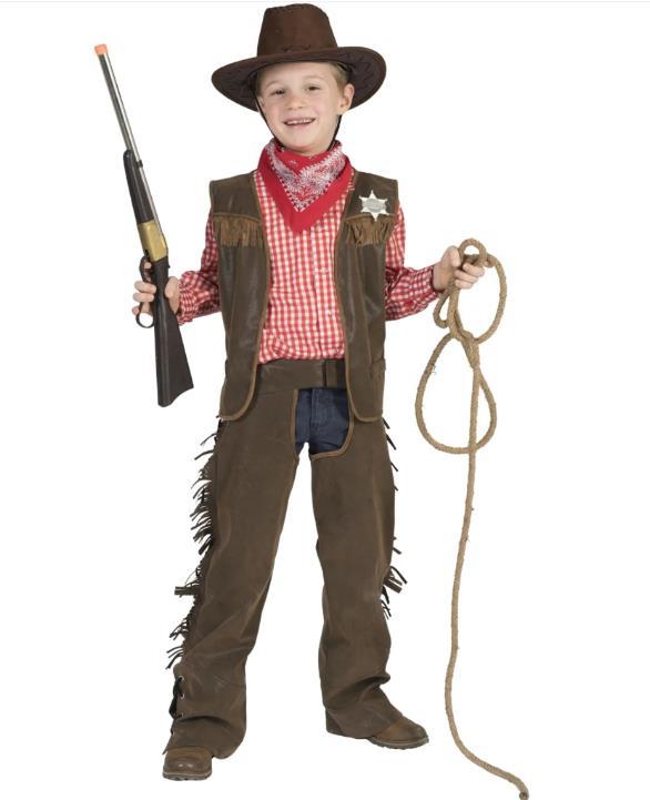 Funny Fashion 402090 Cowboykostüm Cowboy Sheriff Wilder Westen Kinderkostüm Set Größe 140