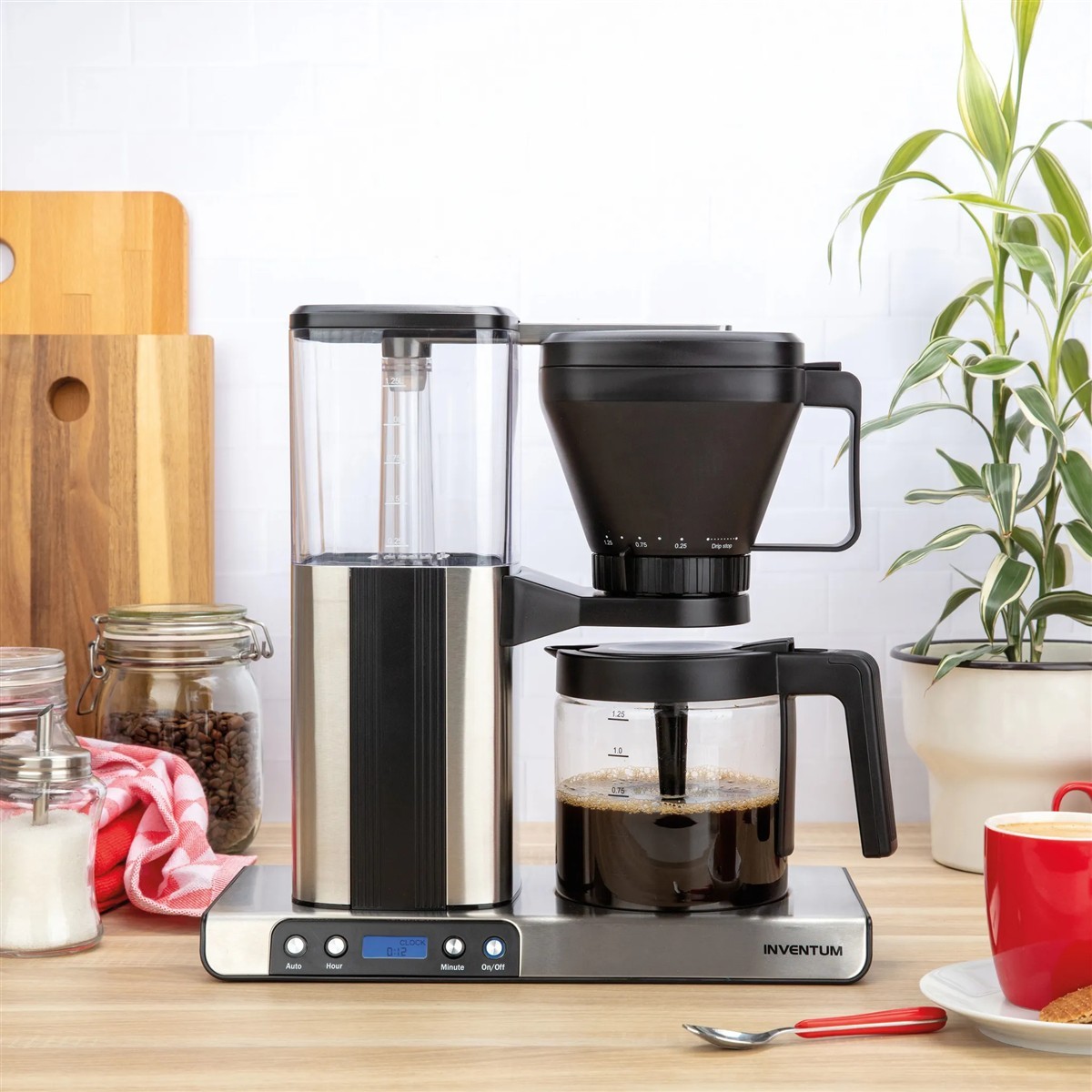 Inventum KZ813D Kaffeemaschine – Filterkaffee 1,25 L, 10 Tassen LCD-Timer Schwarz/Edelstahl