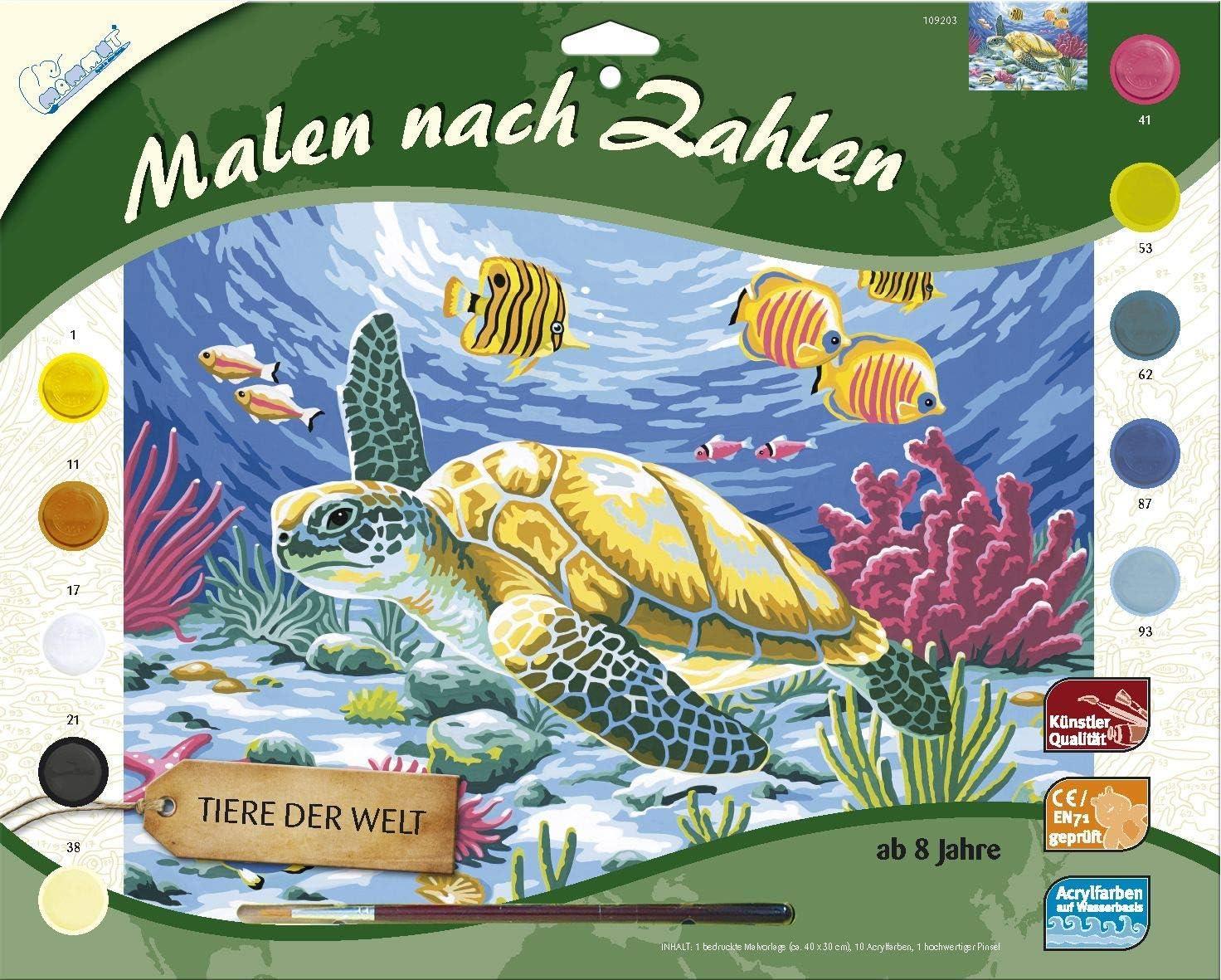 Mammut 109203 Malen nach Zahlen Seeschildkröte Zahlenmalerei kreatives Malen DIY-Malerei Nummerierstes Malen Kunstmalerei