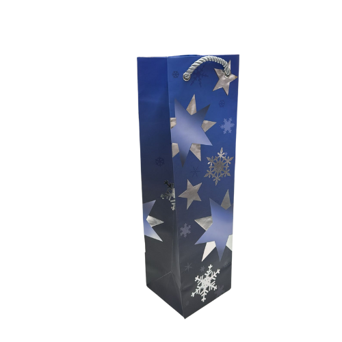 Flaschentüte blau Sterne Weihnachten Papiertüte Geschenkverpackung