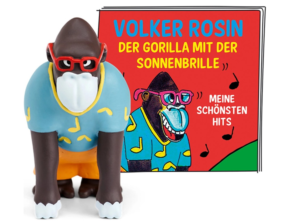 Gorilla Figur, Spielzeug, Kunststoff, Brille, blaues Shirt