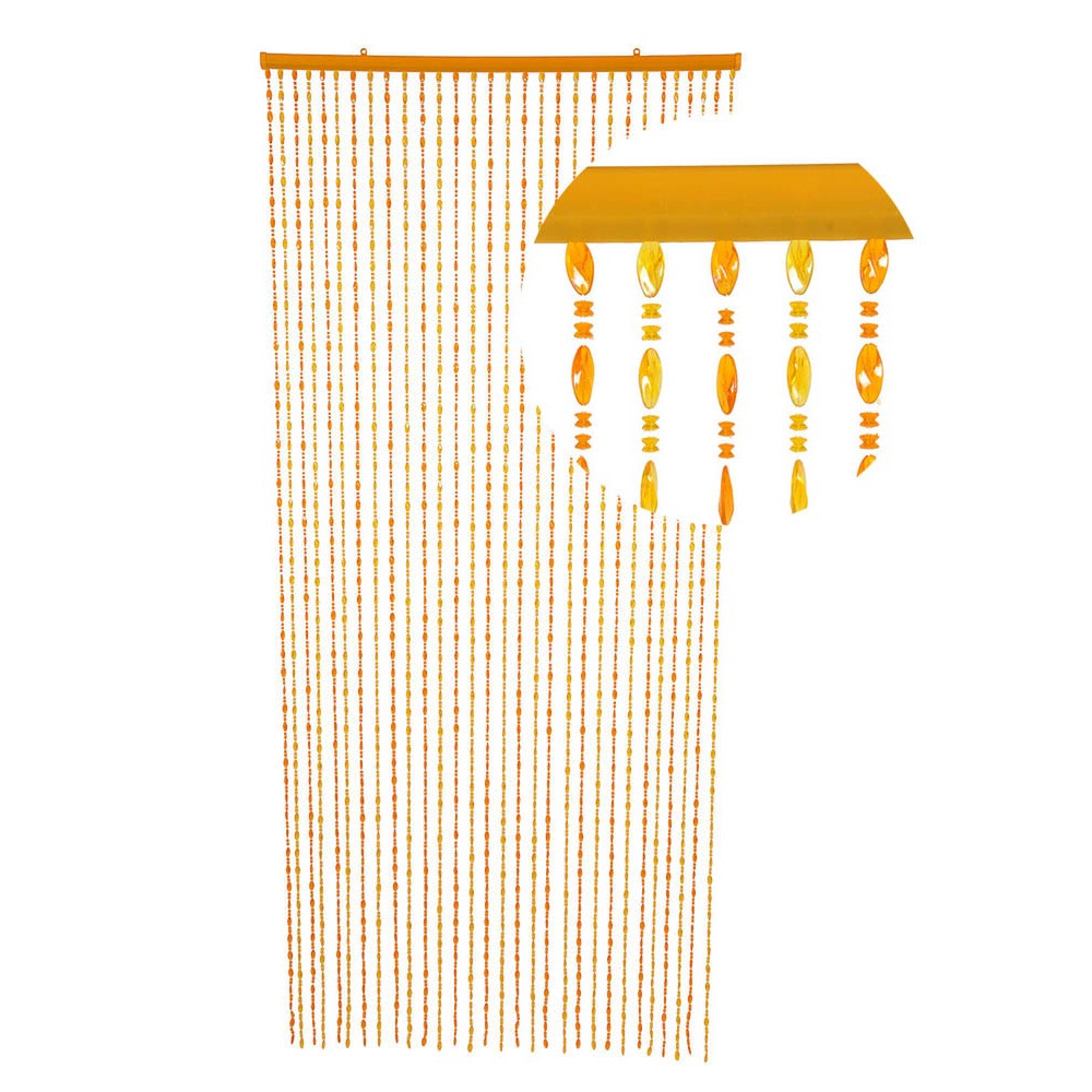 beaded curtain, orange beads, home decor, string curtain, wall hanging