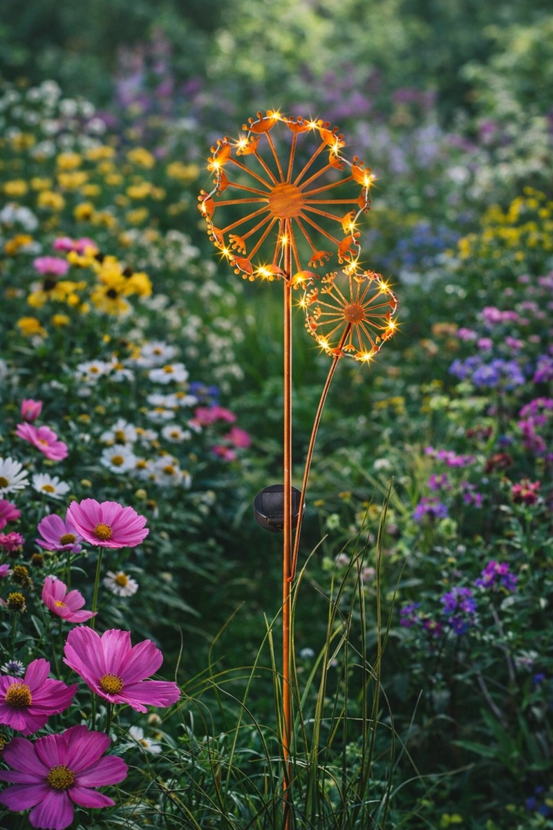 Lichterkette, Gartendekoration, Blumenbeet, Solarleuchte, Riesenblume