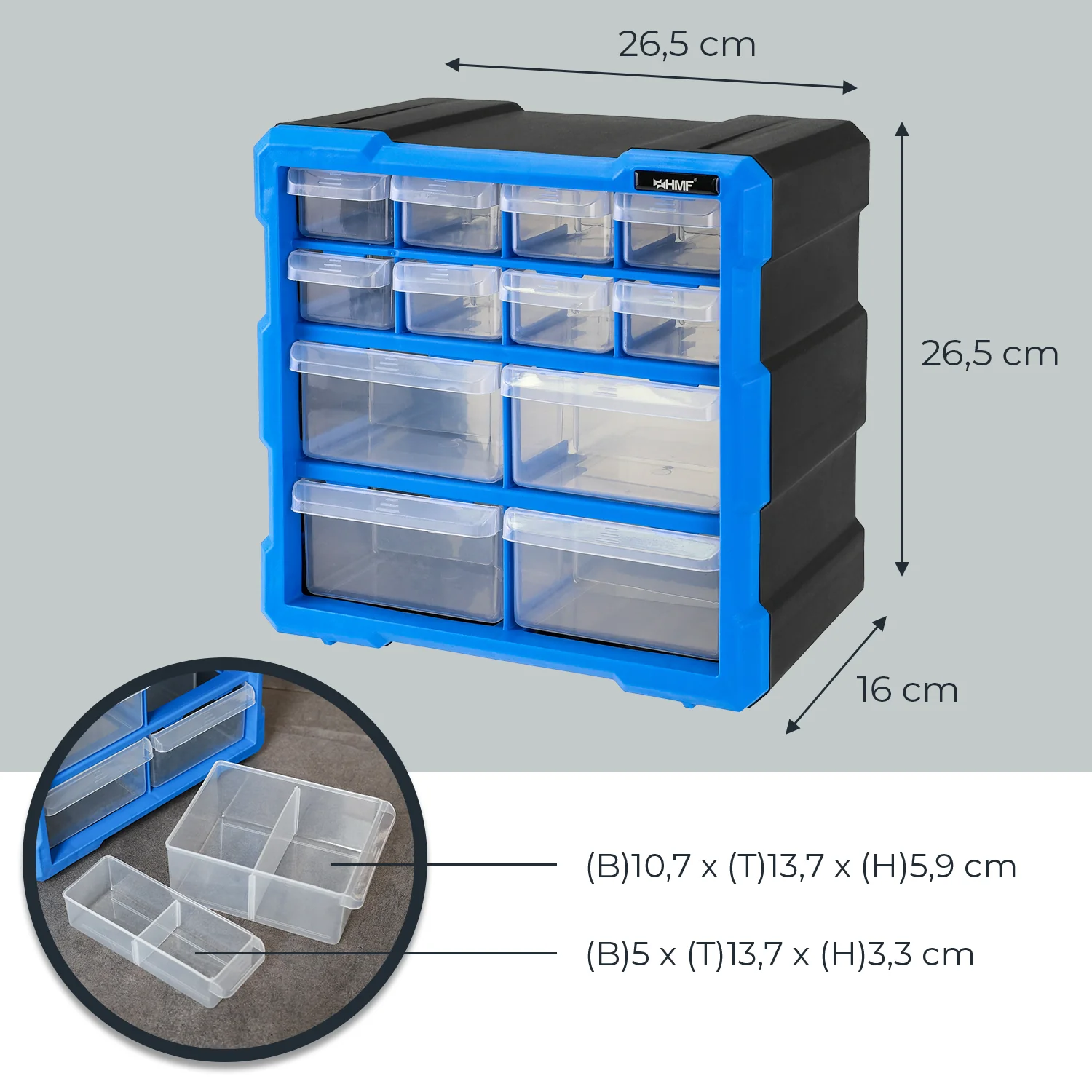 Werkzeugorganizer, Schubladenbox, Sammelbox, Kunststoffbox, Sortimentskasten