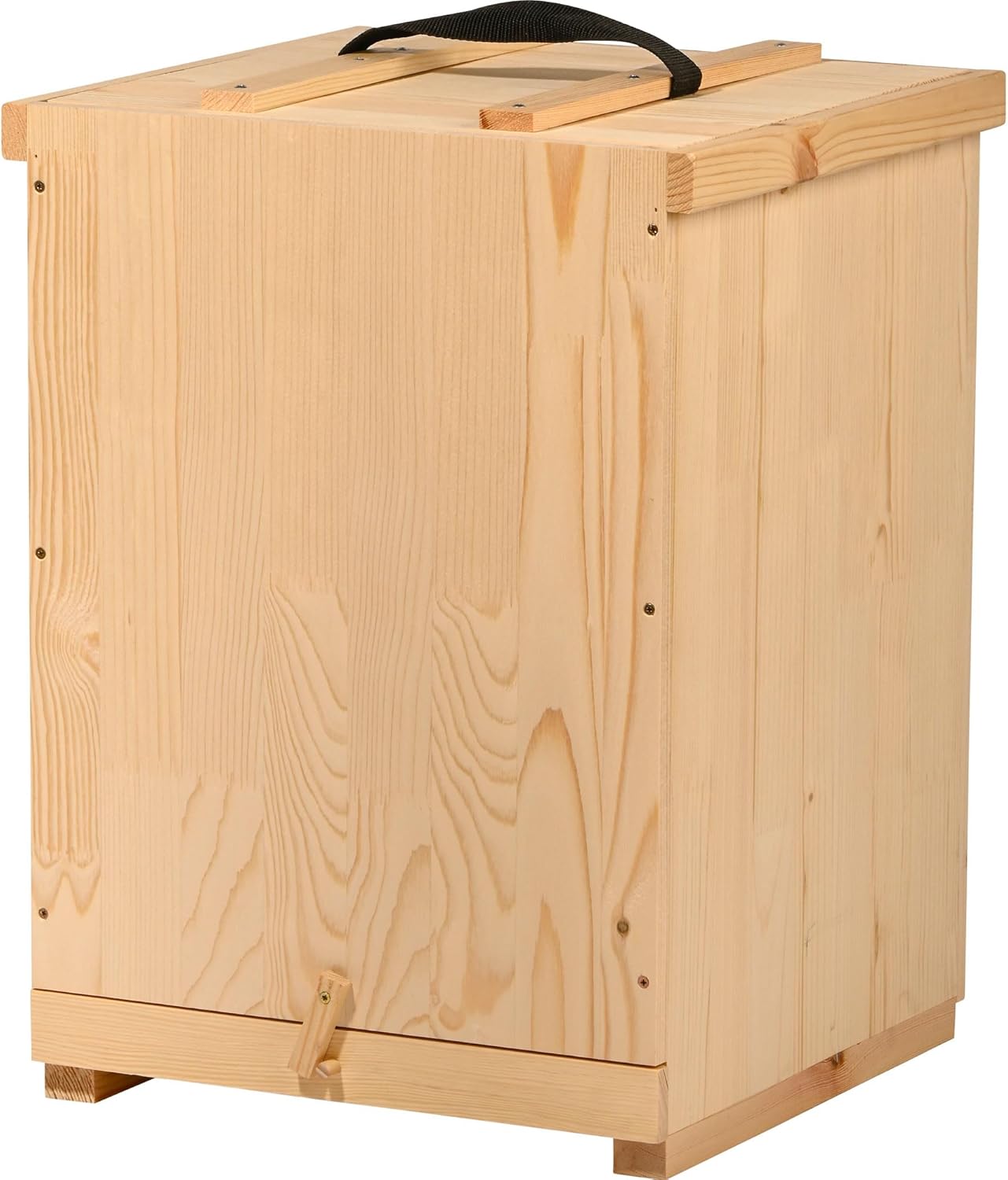 Dobar Luxus-Insektenhotels Wabentransportkiste aus Holz passend für ca. 10 Rähmchen - Transporter mit Deckel und Griff für die Imkerei 36,5 x 39,5 x 51 cm Natur