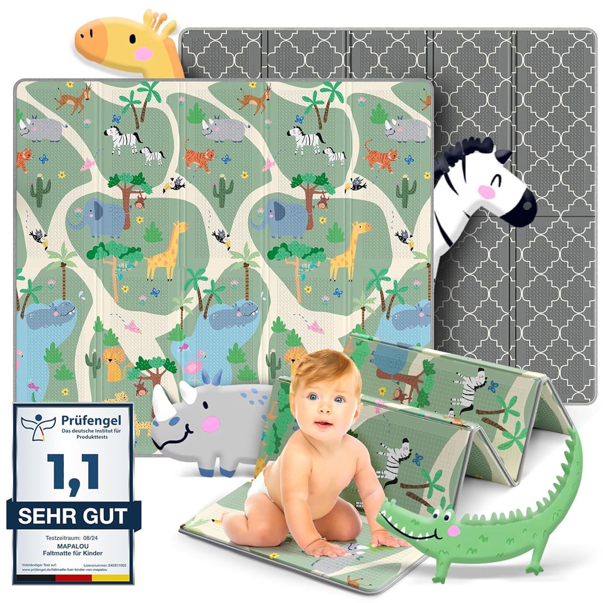 MAPALOU Krabbelmatte Spielmatte für Baby & Kinder Spielteppich Babymatte Bodenmatte