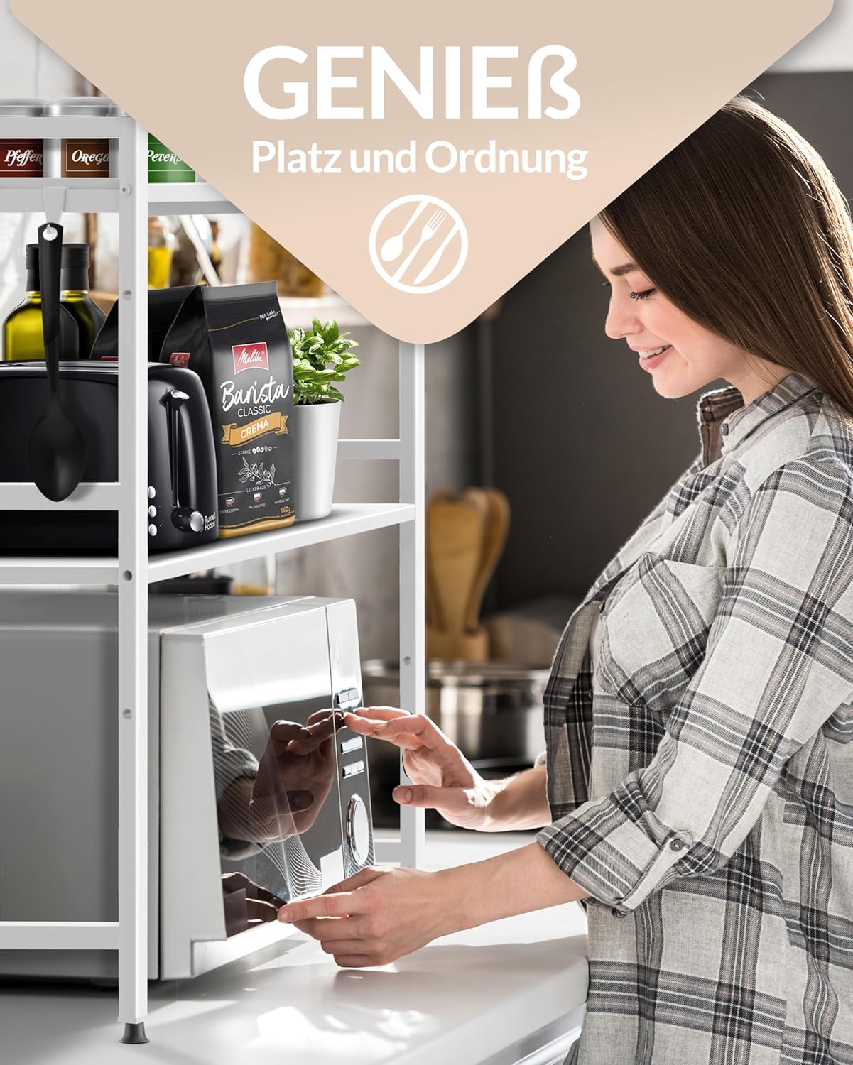 Heldenwunder Mikrowellenregal 3-stufig weiss Küchenregal #B199
