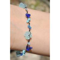 dehnbares Perlenarmband BLAUE BLÜMCHEN