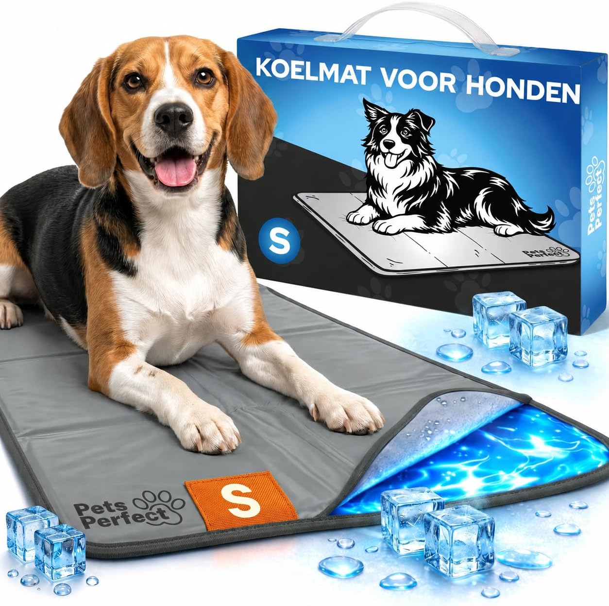 Kühlmatte für Hunde, grau, Größe S, wassergefüllt, abwaschbar