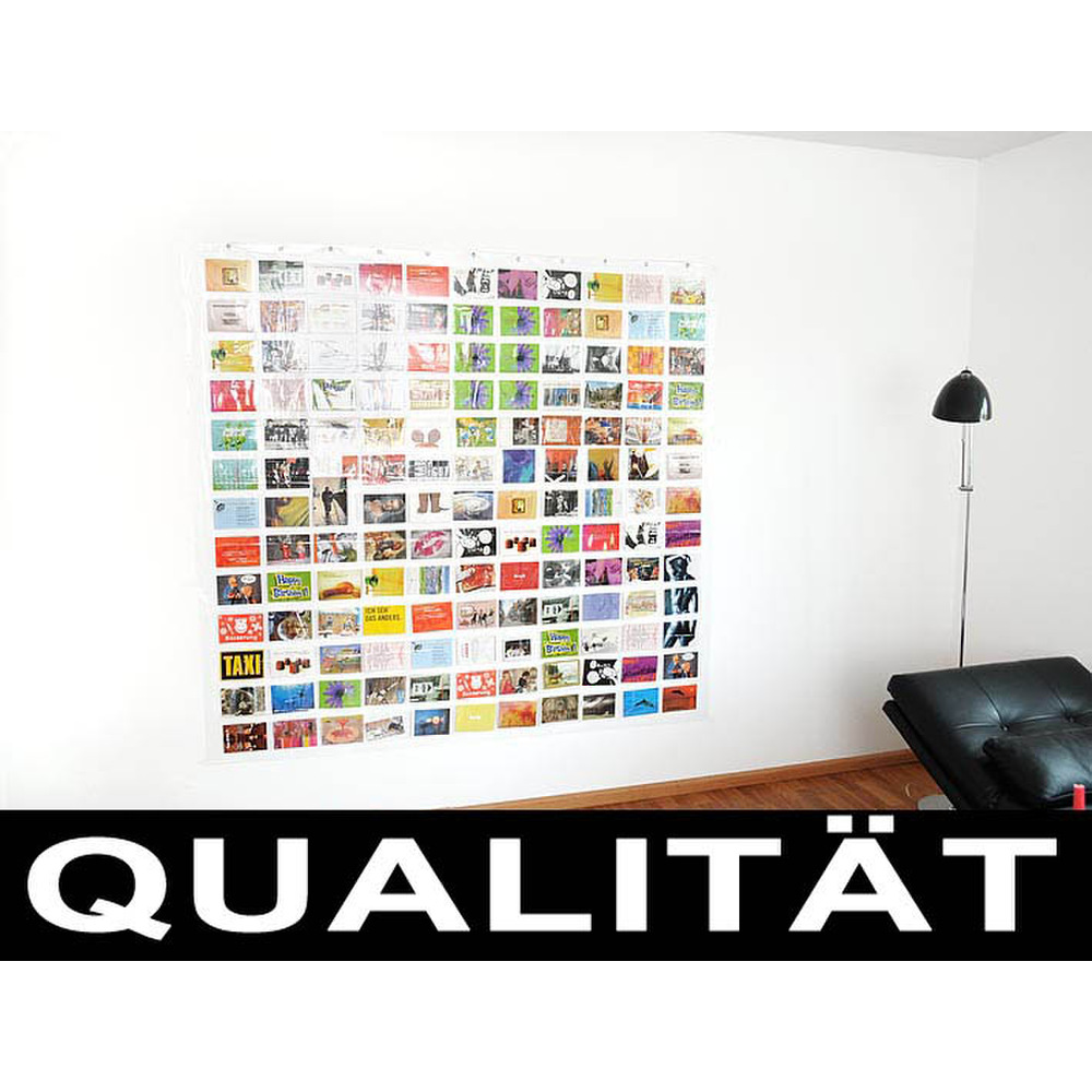 Transparenter Taschenvorhang für eine Bildergalerie, Fotogalerie, Postkartengalerie, verschiedene Au