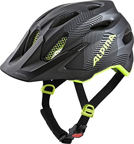 ALPINA CARAPAX JR. - Leichter, Robuster & Sicherer Fahrradhelm Mit Fliegennetz & Optionalen LED-Licht Für Kinder, black-neon-yellow, 51-56 cm