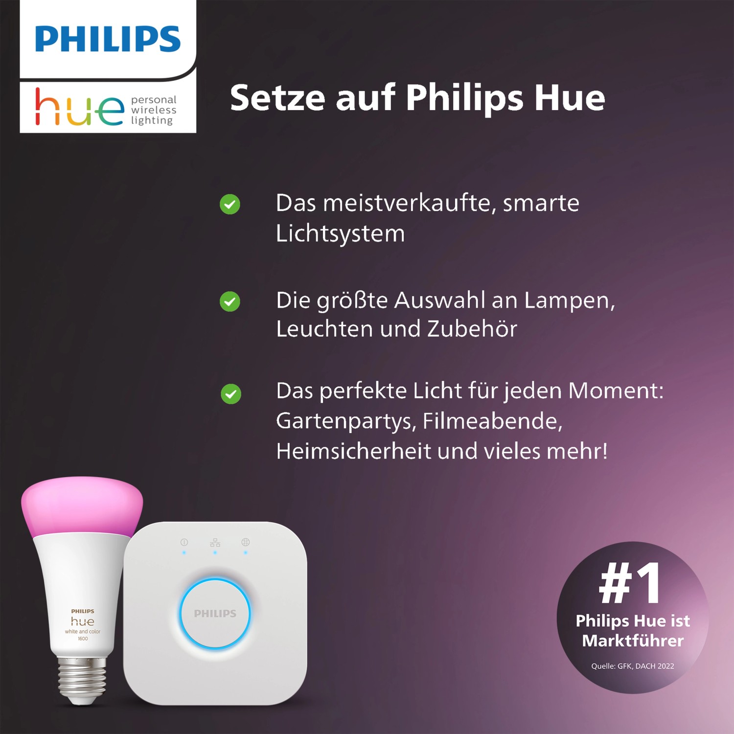 Philips Hue Bridge Weiß zur Steuerung der Philips Hue Produkte