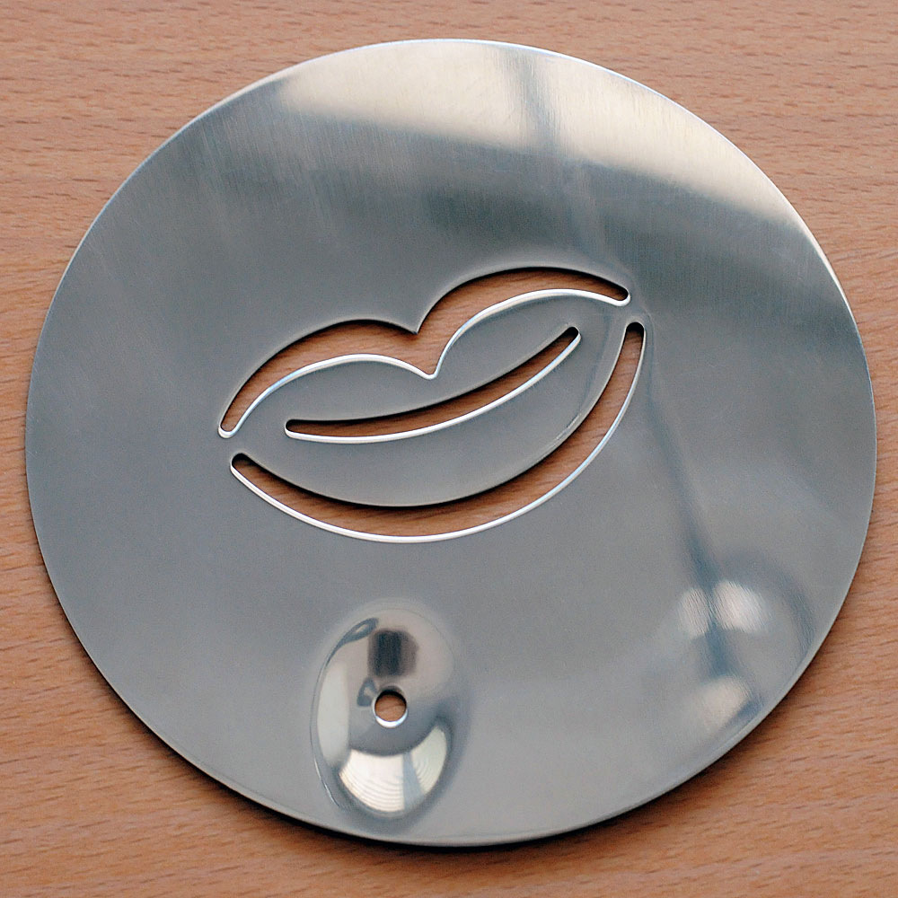 Cappuccino-Schablonen aus Edelstahl, 3 Stück, (CAFE, Kuss und Herz), 11 cm Durchmesser