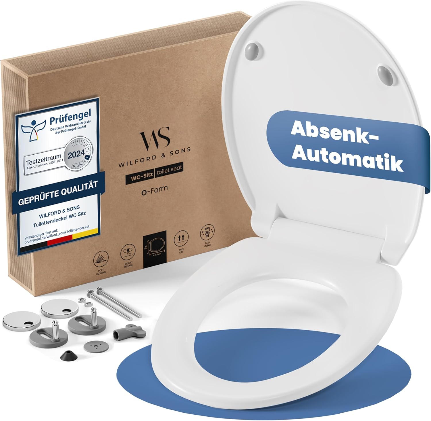 Wilford & Sons PREMIUM Toilettendeckel WC Sitz Absenkautomatik Klobrille Toilettensitz O-Form