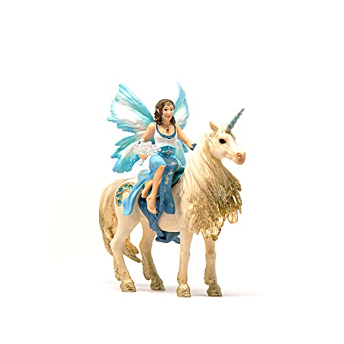 schleich BAYALA 42508 Meerjungfrau Eyela und Goldenes Einhorn - 4-Teiliges Spielset - Mit Auffälligen Glitzer-Details, Robustes und Fantasievolles Figuren Einhorn Spielzeug ab 5