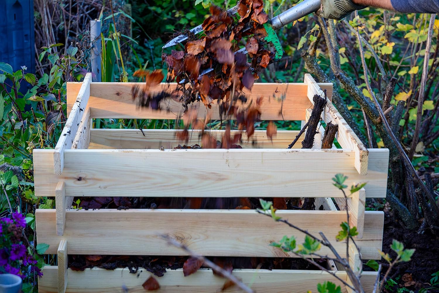 Dobar Komposter Stecki Holz-Komposter mit Stecksystem Kompostbehälter Gartenkomposter 320L