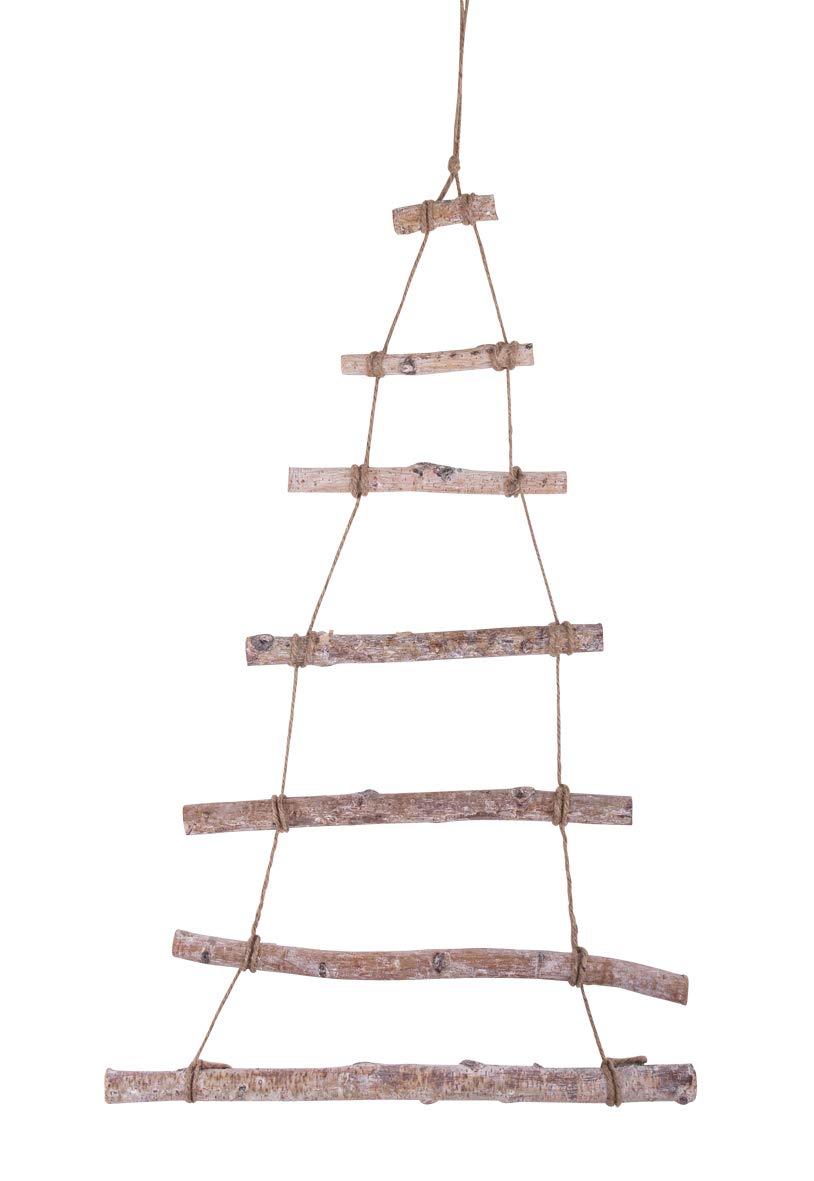 Rayher 65283505 Deko Holzleiter, Weihnachtsbaum Holz, zum Hängen, natur, 40 x 75 cm, Dekoleiter zum individuellen Dekorieren
