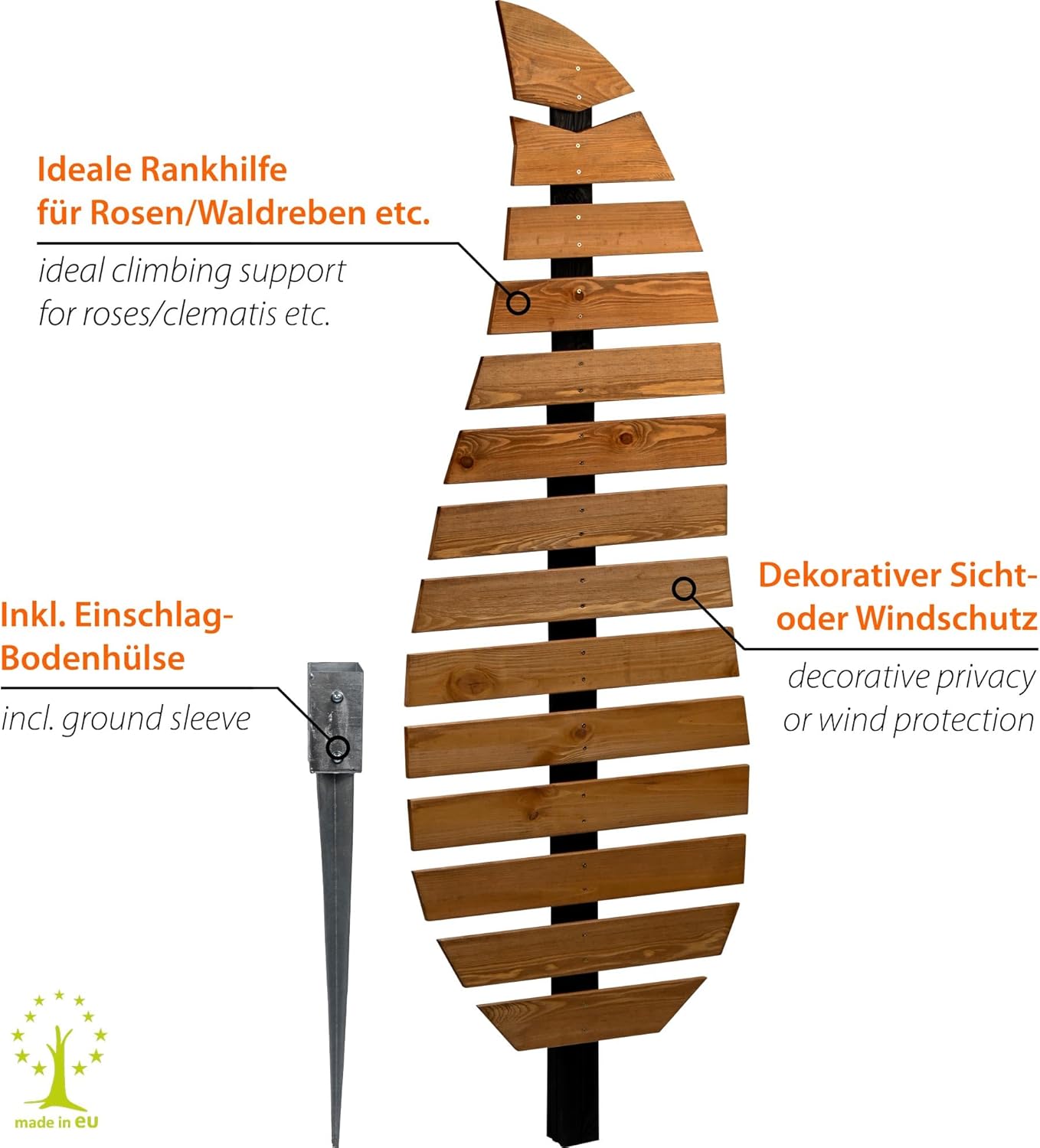 Dobar Rankhilfe Komplexus in Blattform zweifarbig aus Holz Rankgerüst #DH279