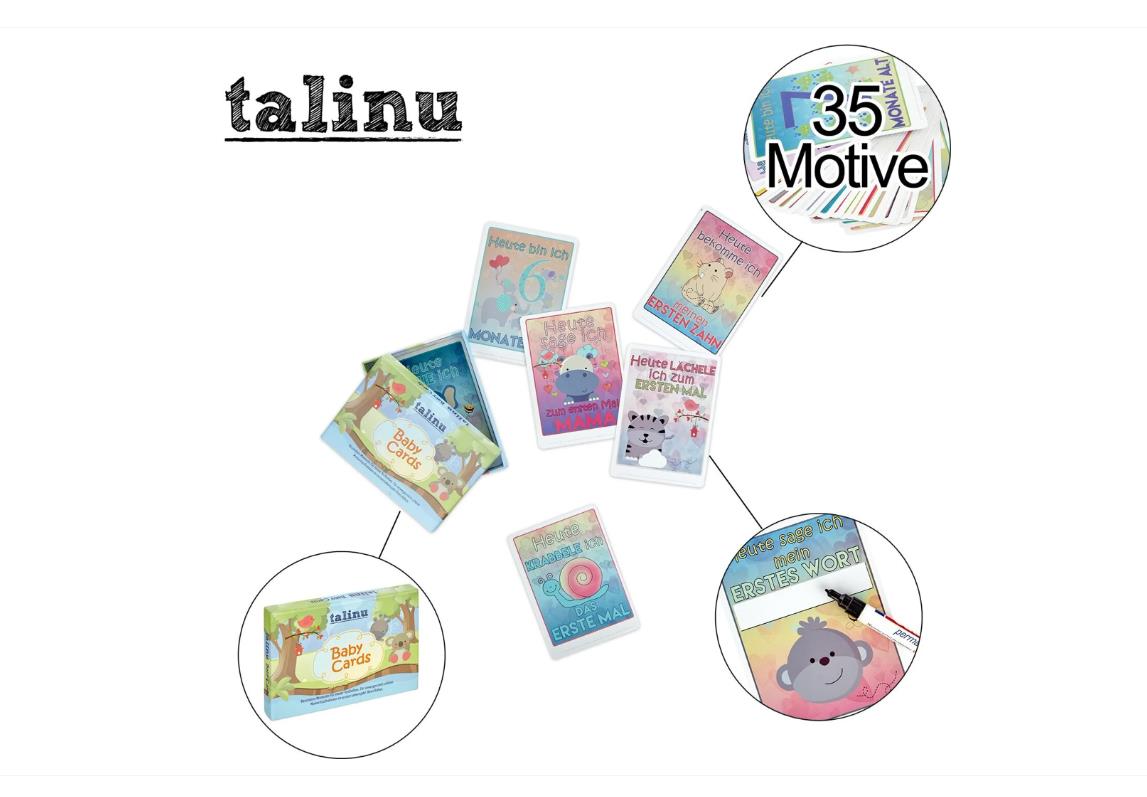 TALINU Baby Meilensteinkarten 35 liebevoll gestaltete Baby Erinnerungskarten für Junge oder Mädchen