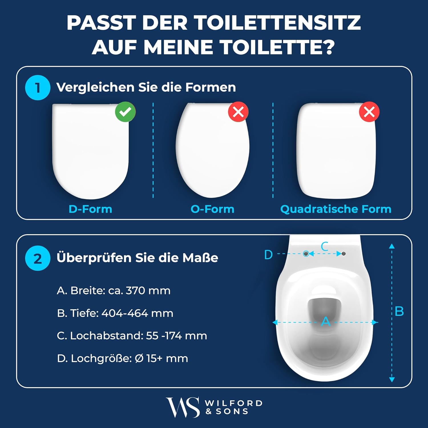 Wilford & Sons PREMIUM Toilettendeckel WC Sitz Absenkautomatik Klobrille Toilettensitz