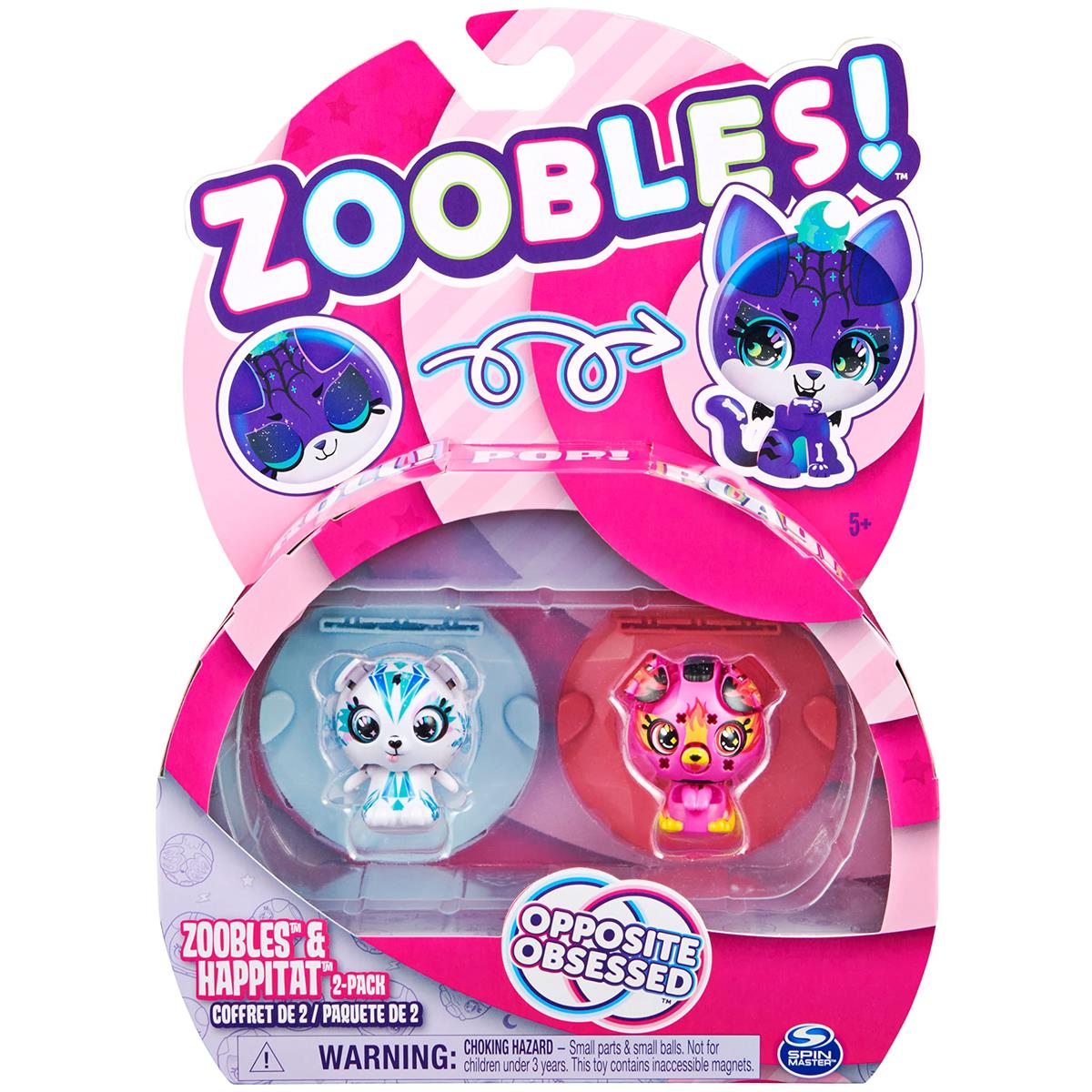 Zoobles Animals Icy Polar Bear und Firey Puppy 2-Pack - 2 Sammelfiguren mit Verwandlungsmechanismus und 2 Happitat Überraschungen