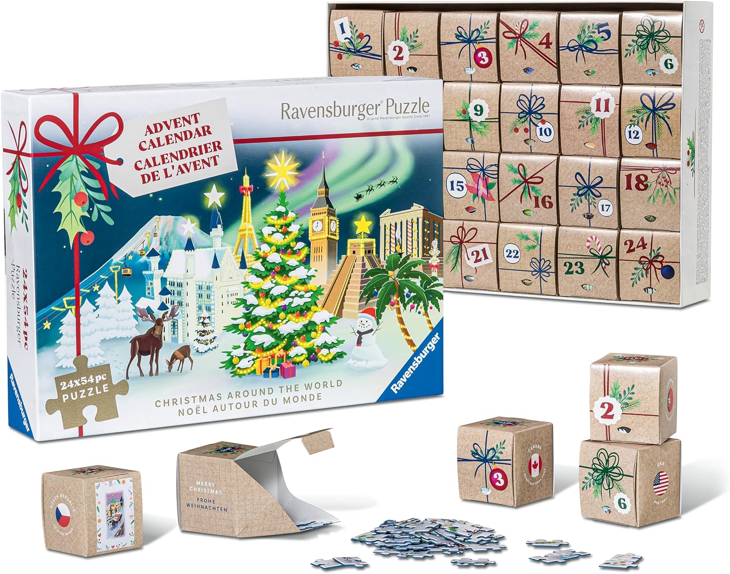 Ravensburger Puzzle Adventskalender Weihnachtspuzzle mit je 54 Teilen
