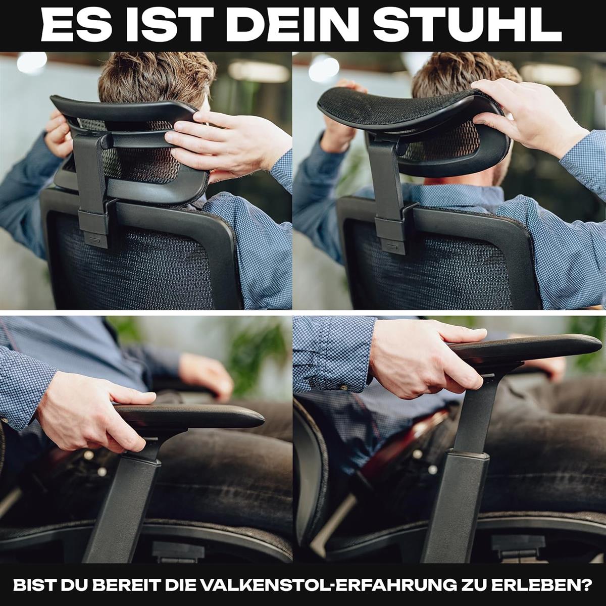 VALKENSTOL M5 Ergonomischer Bürostuhl 150 kg Schreibtischstuhl schwarz Mesh