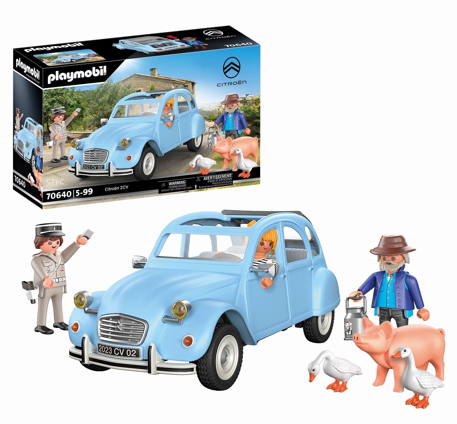 PLAYMOBIL Classic Car 70640 Citroën 2 CV, Ente mit abnehmbarem Verdeck, Sammlerstück für Autofans, Spielzeug für Sammler und Kinder ab 5 Jahren