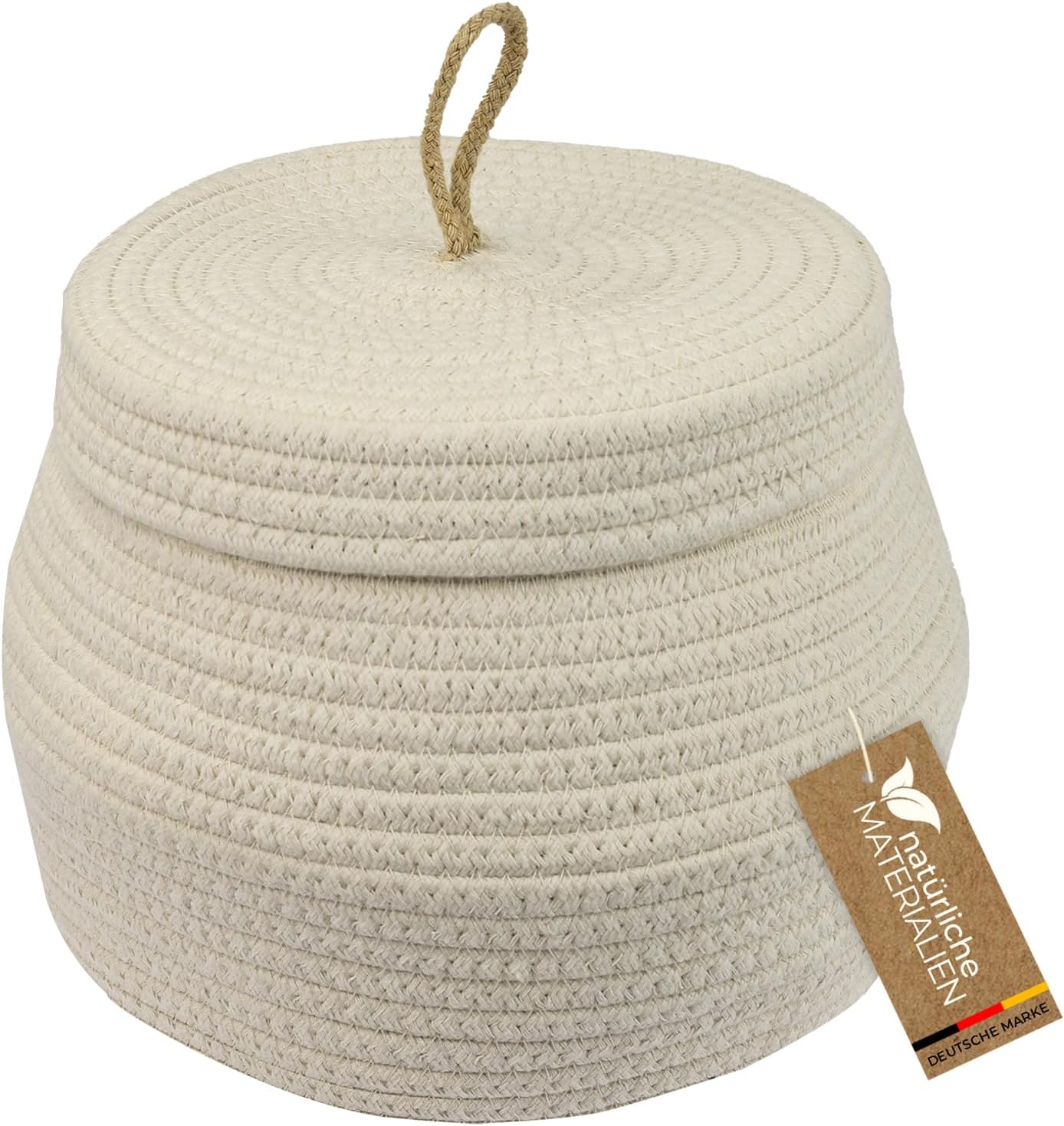 HMF Korb mit Deckel rund 25,5x19 cm creme