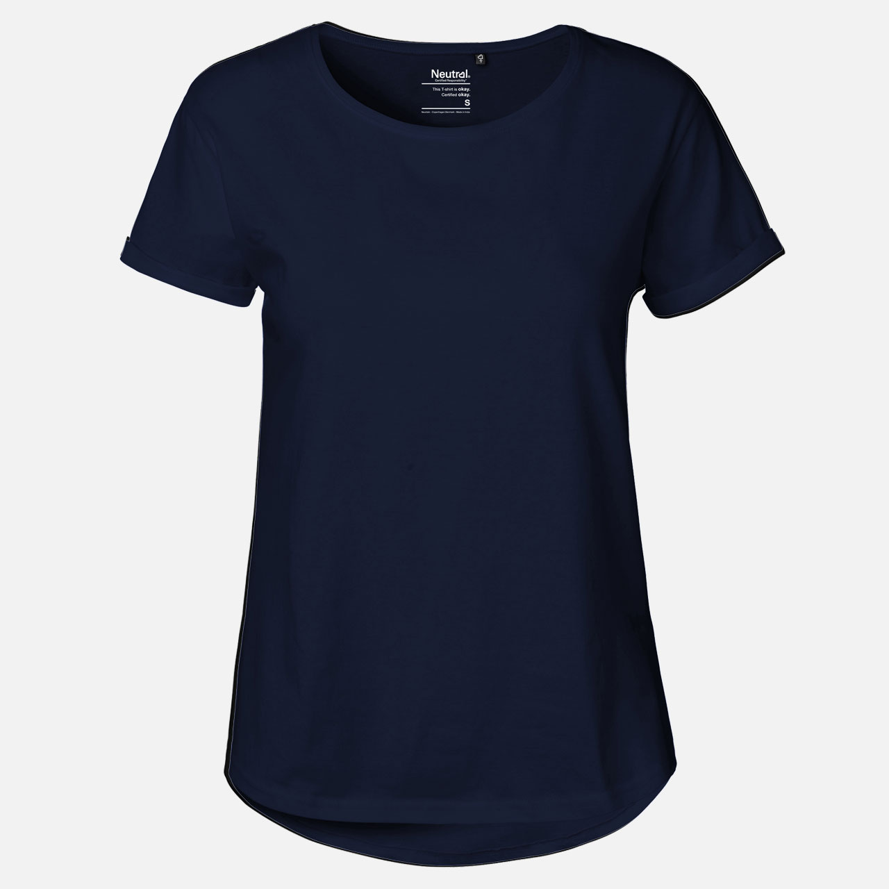 Ladies Roll Up Sleeve T-Shirt - Bio-Baumwolle Navy Navy M