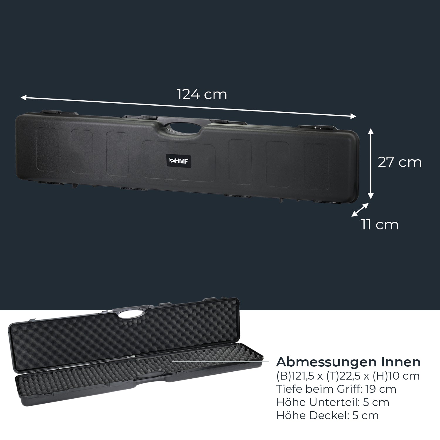 Waffenkoffer, Hartschalenkoffer, Kunststoff, Schwarz, Schaumstoffeinlage